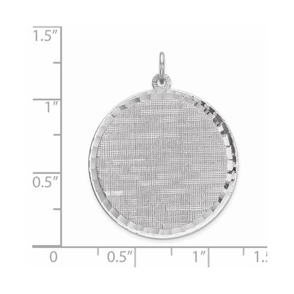 Sterling Silver Ss Rh-Plt Engraveable Round Patterned Polished Front/Satin Back Disc