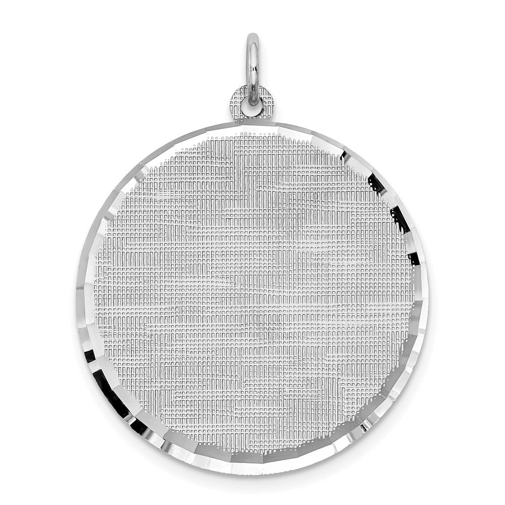 Sterling Silver Ss Rh-Plt Engraveable Round Patterned Polished Front/Satin Back Disc