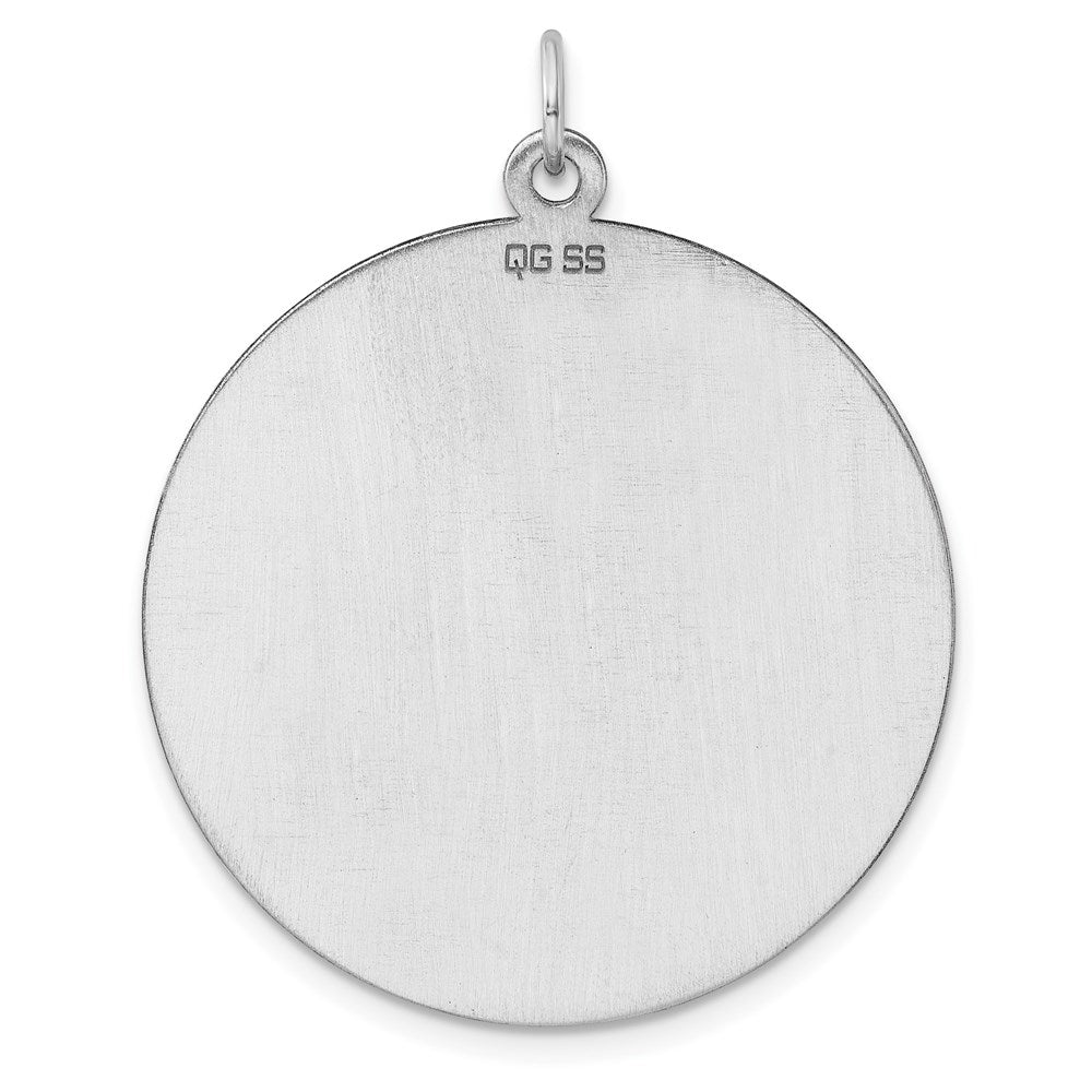 Sterling Silver Ss Rh-Plt Engraveable Round Patterned Polished Front/Satin Back Disc