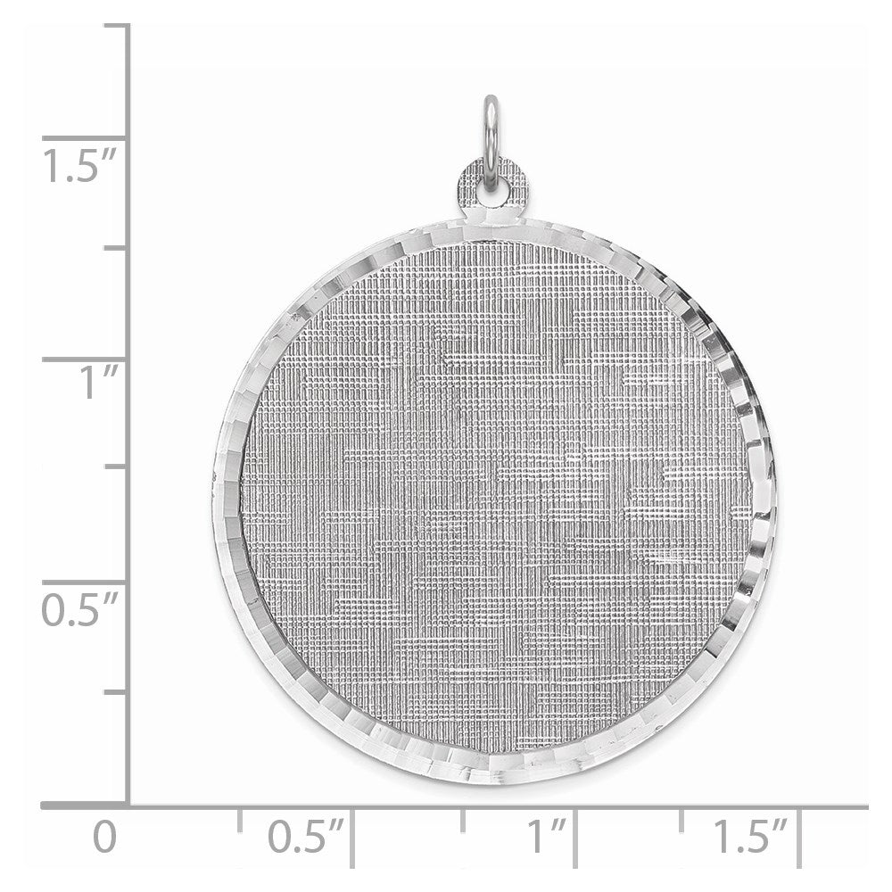 Sterling Silver Ss Rh-Plt Engraveable Round Patterned Polished Front/Satin Back Disc