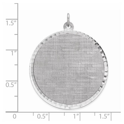Sterling Silver Ss Rh-Plt Engraveable Round Patterned Polished Front/Satin Back Disc