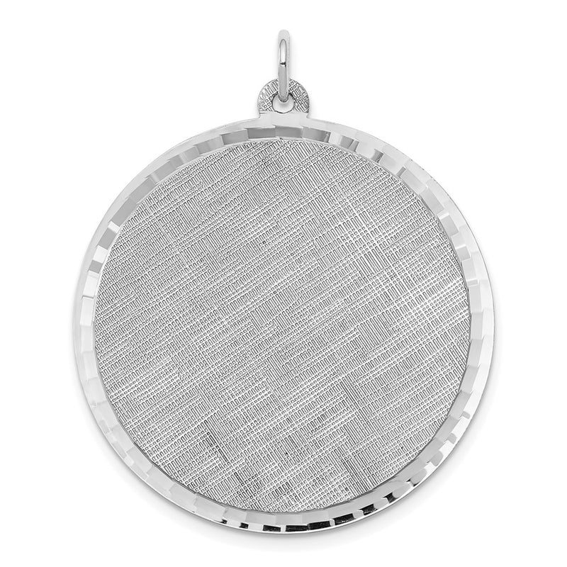 Sterling Silver Ss Rh-Plt Engraveable Round Patterned Polished Front/Satin Back Disc