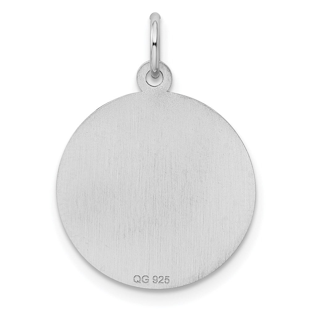 Sterling Silver Ss Rh-Plt Engraveable Round Patterned Polished Front/Satin Back Disc