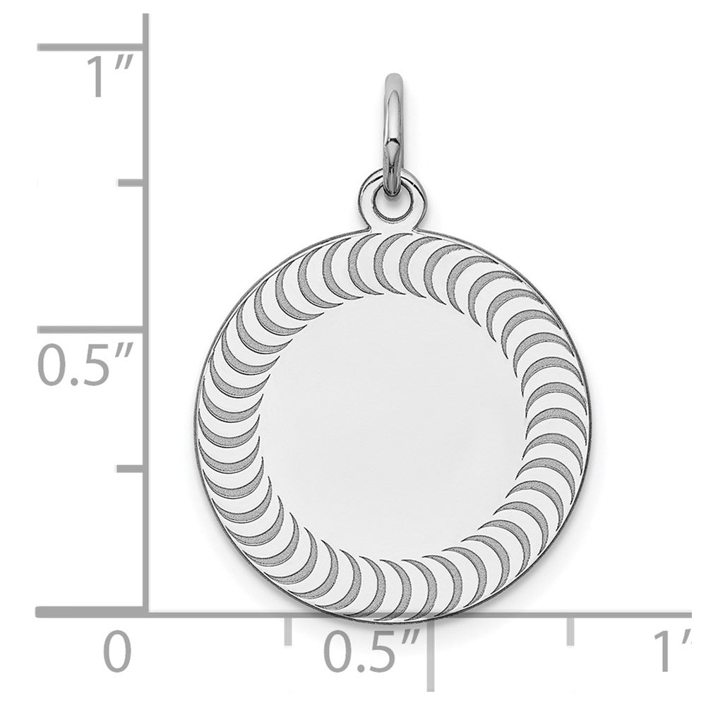 Sterling Silver Ss Rh-Plt Engraveable Round Patterned Polished Front/Satin Back Disc