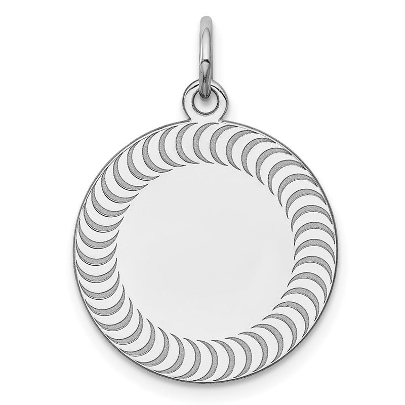 Sterling Silver Ss Rh-Plt Engraveable Round Patterned Polished Front/Satin Back Disc