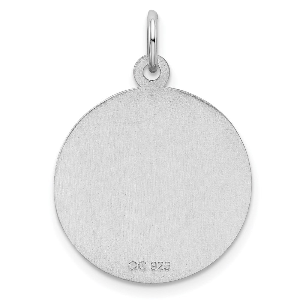 Sterling Silver Ss Rh-Plt Engraveable Round Patterned Polished Front/Satin Back Disc