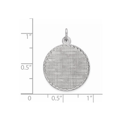 Sterling Silver Ss Rh-Plt Engraveable Round Patterned Polished Front/Satin Back Disc