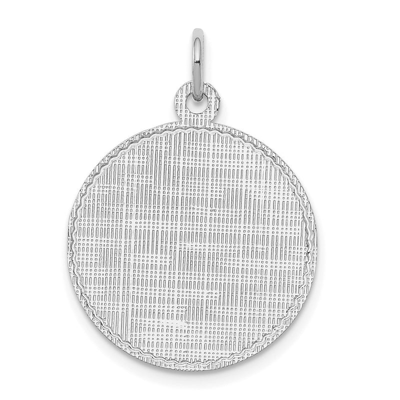 Sterling Silver Ss Rh-Plt Engraveable Round Patterned Polished Front/Satin Back Disc