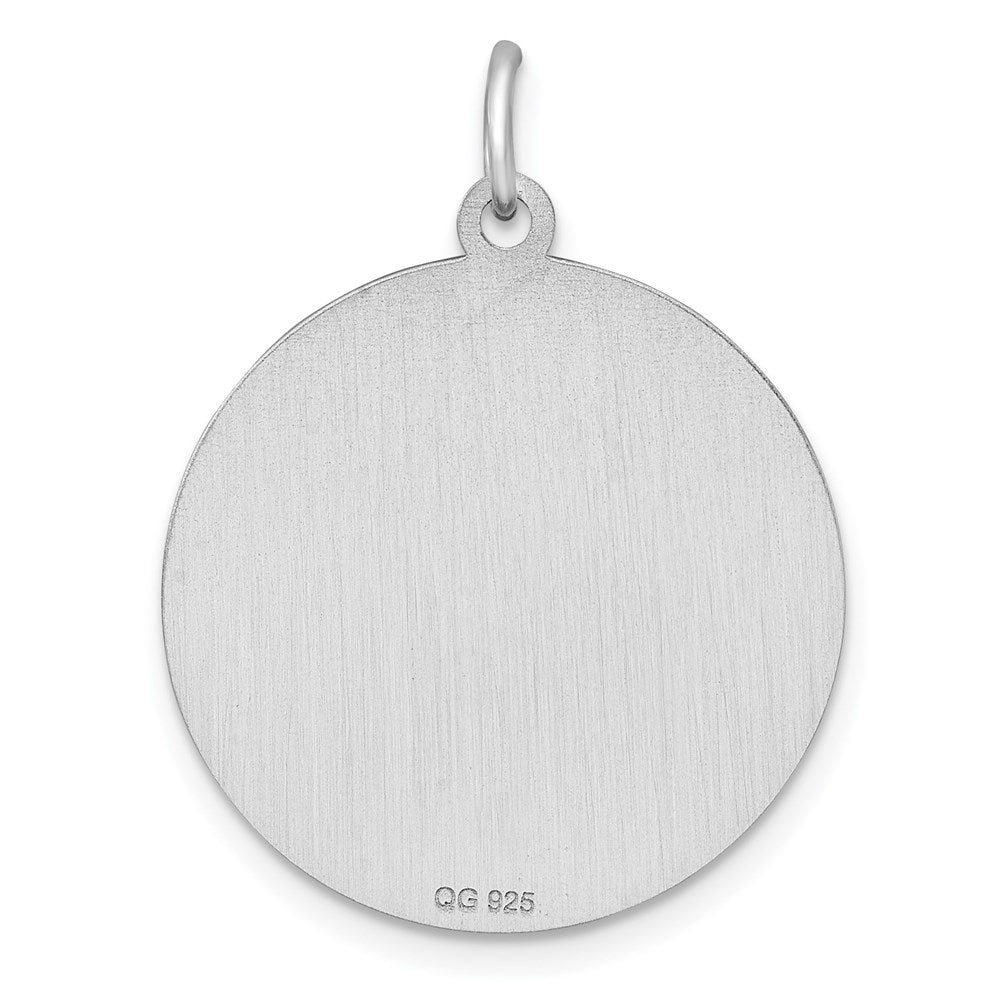 Sterling Silver Ss Rh-Plt Engraveable Round Patterned Polished Front/Satin Back Disc