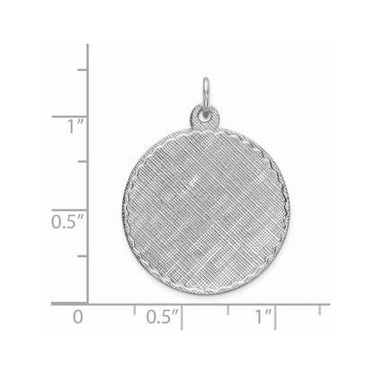 Sterling Silver Ss Rh-Plt Engraveable Round Patterned Polished Front/Satin Back Disc