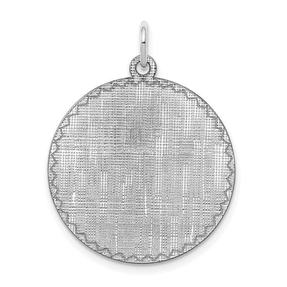 Sterling Silver Ss Rh-Plt Engraveable Round Patterned Polished Front/Satin Back Disc