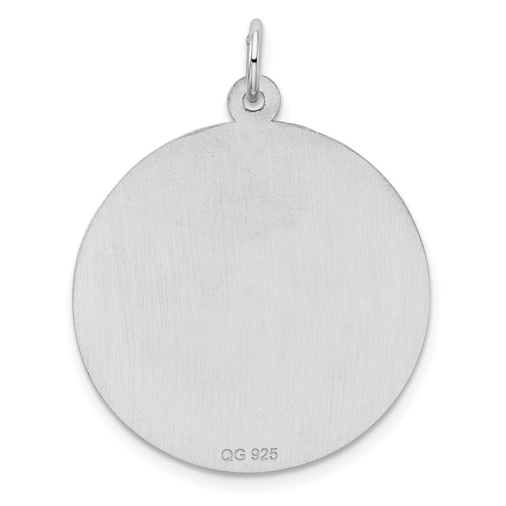 Sterling Silver Ss Rh-Plt Engraveable Round Patterned Polished Front/Satin Back Disc