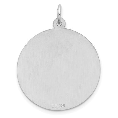 Sterling Silver Ss Rh-Plt Engraveable Round Patterned Polished Front/Satin Back Disc
