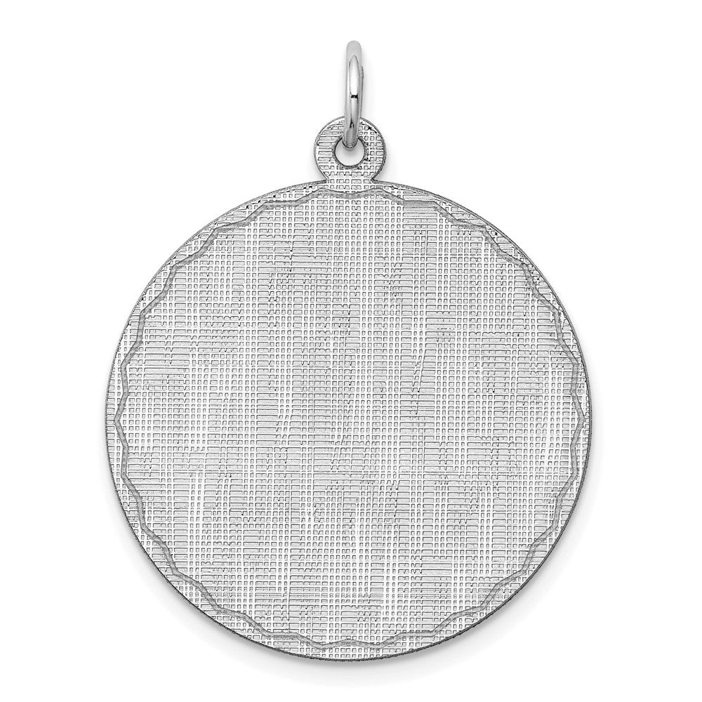 Sterling Silver Ss Rh-Plt Engraveable Round Patterned Polished Front/Satin Back Disc