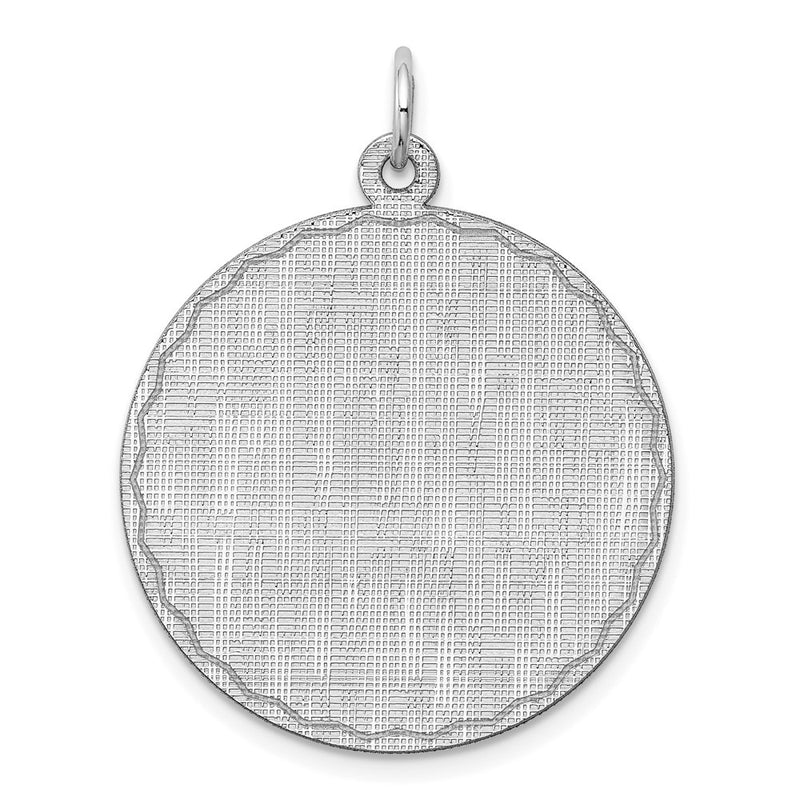 Sterling Silver Ss Rh-Plt Engraveable Round Patterned Polished Front/Satin Back Disc