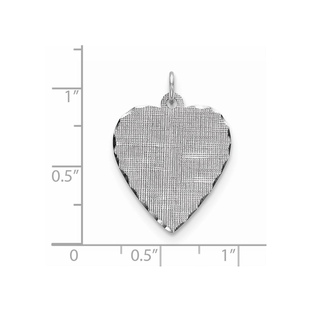 Sterling Silver Ss Rh-Plt Engraveable Heart Patterned Polished Front/Satin Back Disc