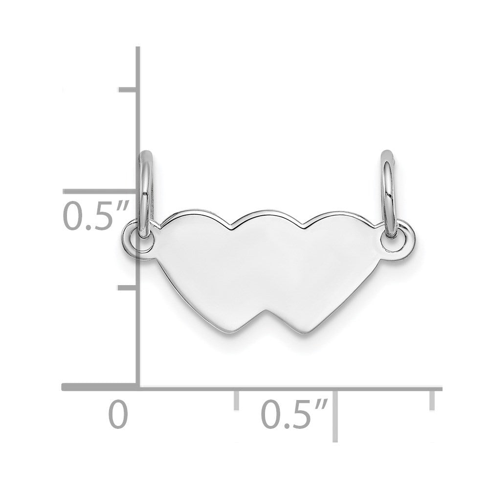 Sterling Silver Ss Rh-Plt Engraveable Double Heart Polished Front/Satin Back Plate