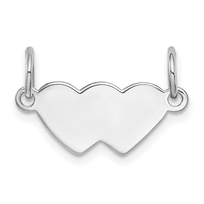 Sterling Silver Ss Rh-Plt Engraveable Double Heart Polished Front/Satin Back Plate