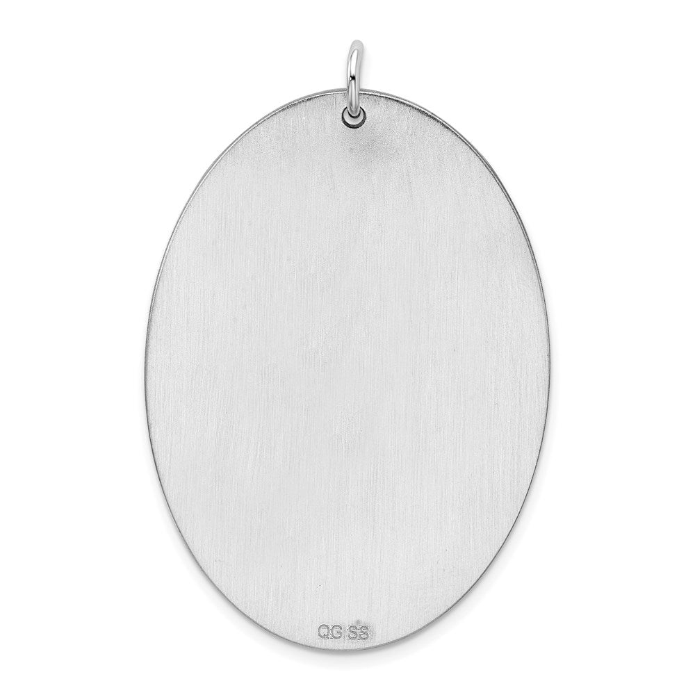Sterling Silver Sterl Rh-Plt Engraveable Oval Polished Front/Satin Back Disc Charm