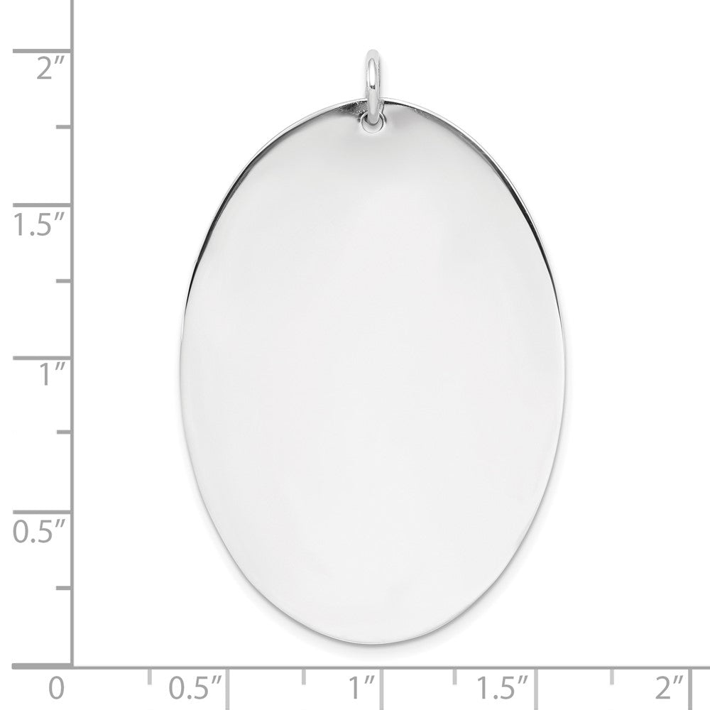 Sterling Silver Sterl Rh-Plt Engraveable Oval Polished Front/Satin Back Disc Charm