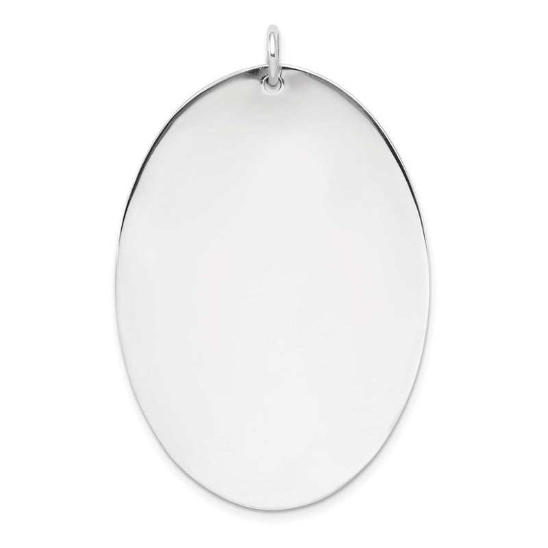 Sterling Silver Sterl Rh-Plt Engraveable Oval Polished Front/Satin Back Disc Charm