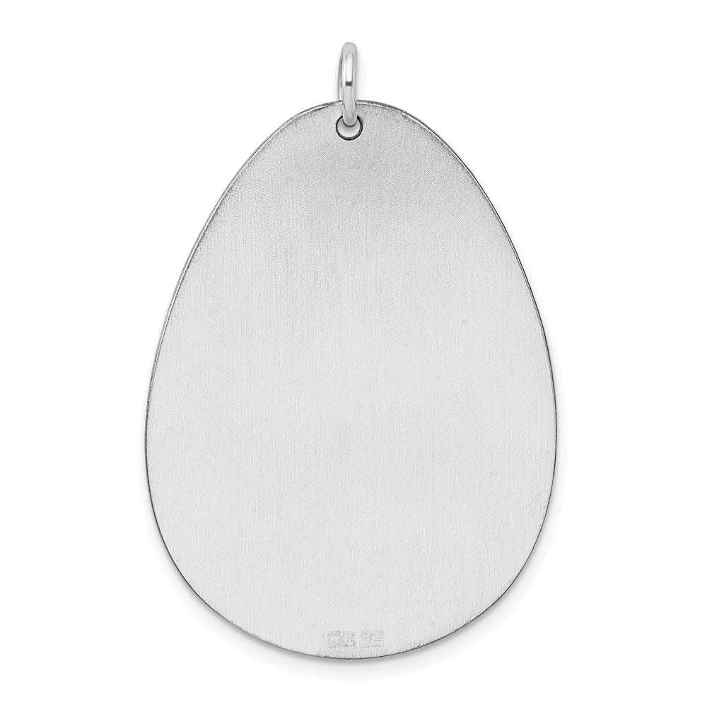 Sterling Silver Rh-Plt Engraveable Polished Front/Satin Back Disc Charm