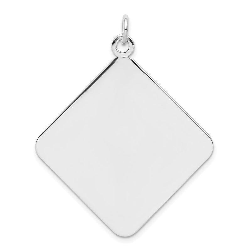 Sterling Silver Rh-Plt Engraveable Polished Front/Satin Back Disc Charm