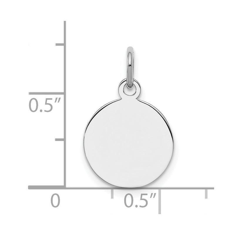 Sterling Silver Ss Rh-Plt Engraveable Round Polished Front/Satin Back Disc Charm
