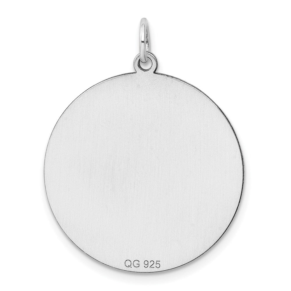 Sterling Silver Rhodium Plated Eng. Round Polished Front/back Disc Charm