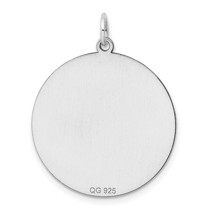 Sterling Silver Rhodium Plated Eng. Round Polished Front/back Disc Charm