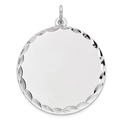 Sterling Silver Rhodium Plated Eng. Round Polished Front/back Disc Charm