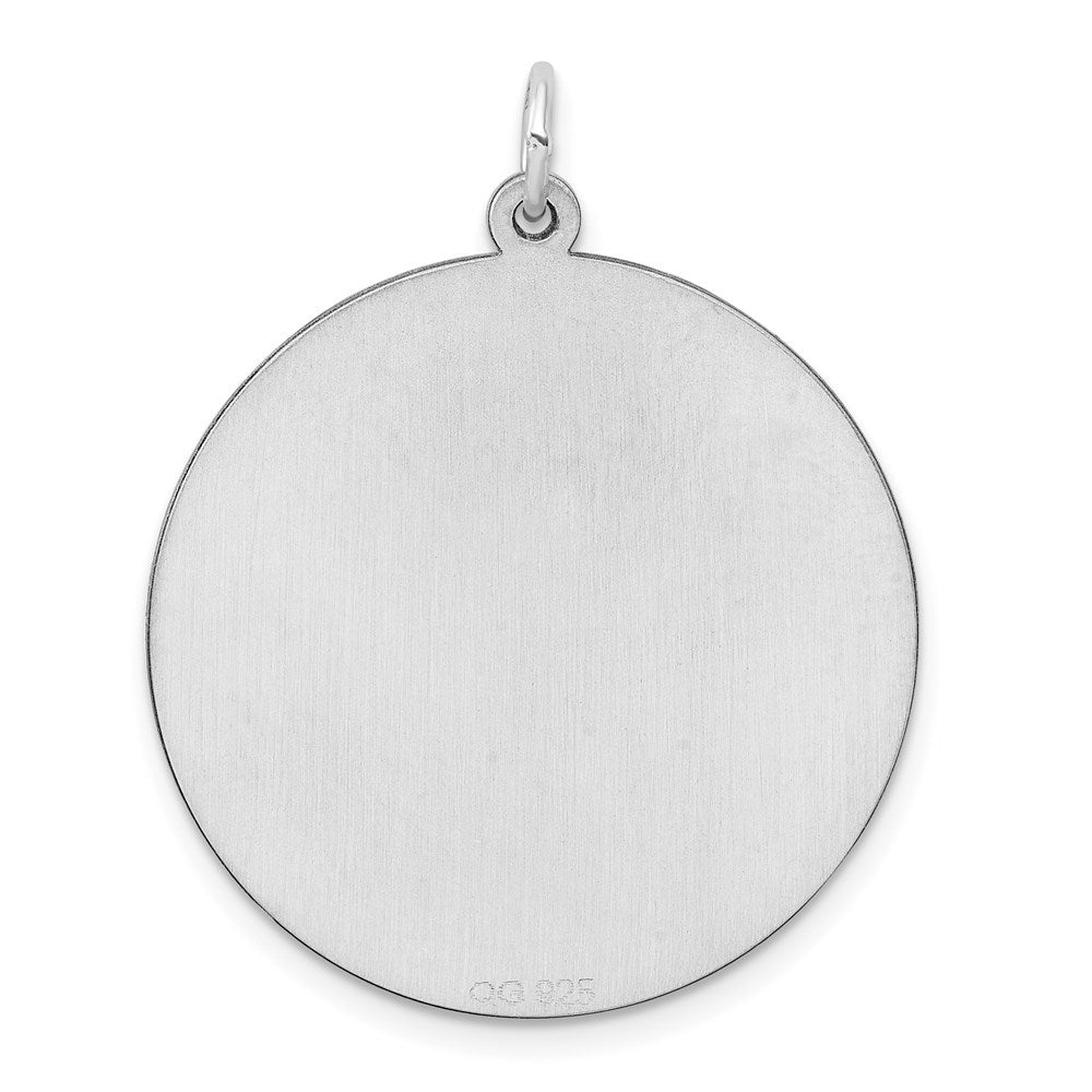 Sterling Silver Rhod-Plated Eng. Round Polished Front/Back Disc Charm
