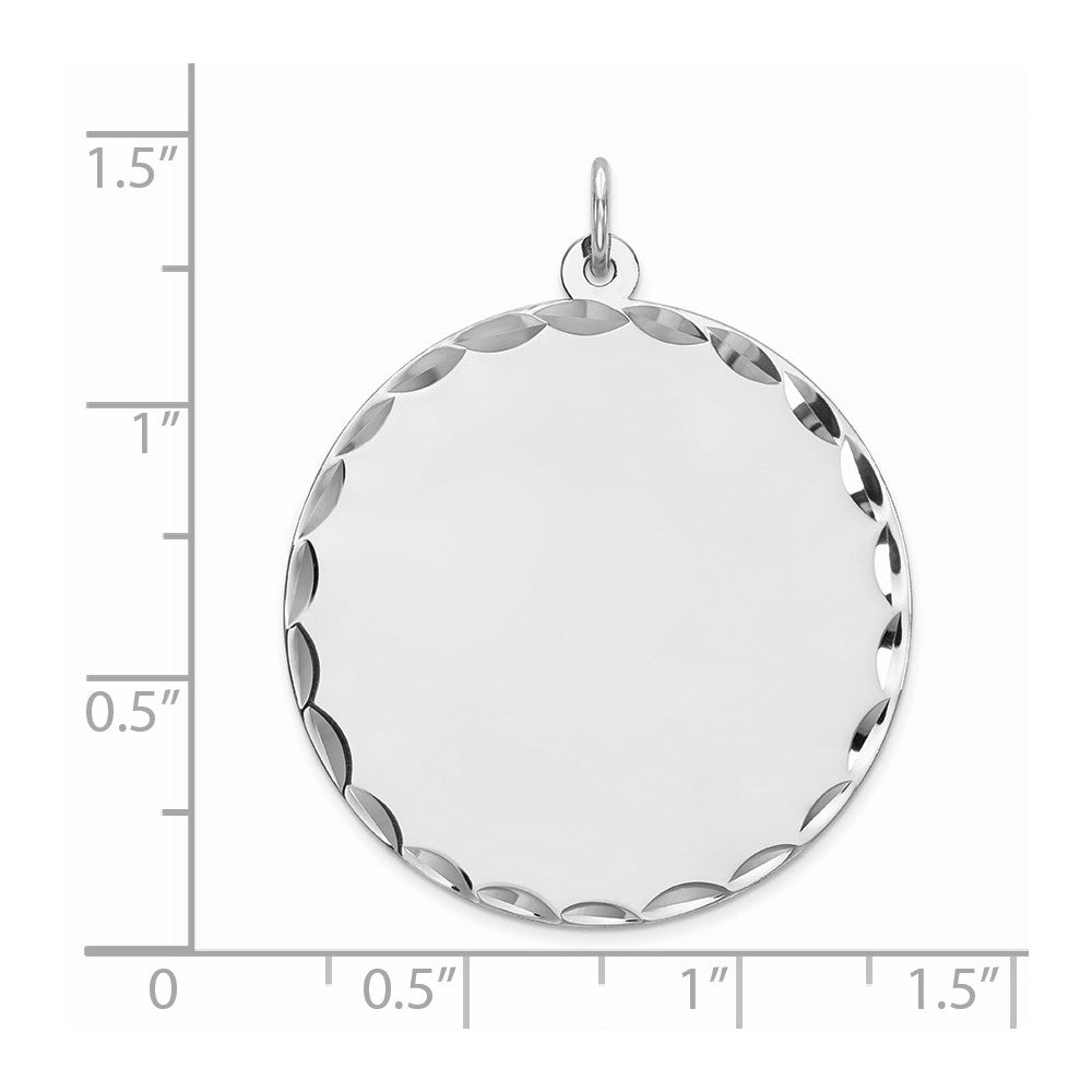 Sterling Silver Rhod-Plated Eng. Round Polished Front/Back Disc Charm