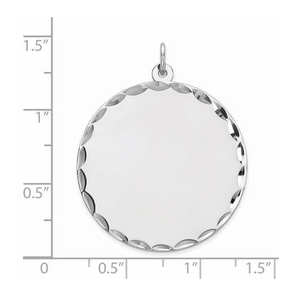Sterling Silver Rhod-Plated Eng. Round Polished Front/Back Disc Charm
