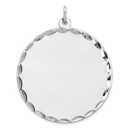 Sterling Silver Rhodium Plated Eng. Round Polished Front/back Disc Charm