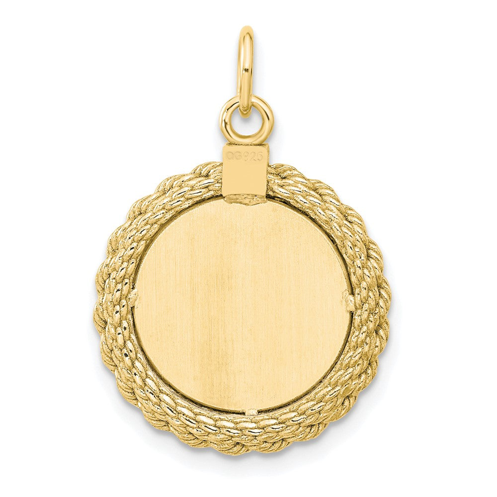 Ss/Gold Plated Sterling Silver Gp Engraveable Round With Rope Polished Disc