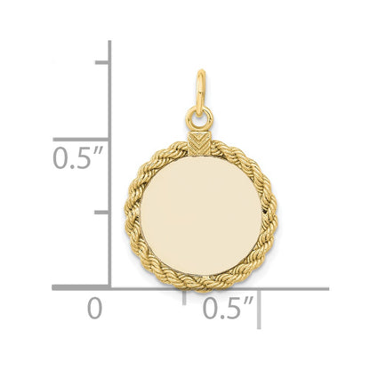 Ss/Gold Plated Sterling Silver Gp Engraveable Round With Rope Polished Disc