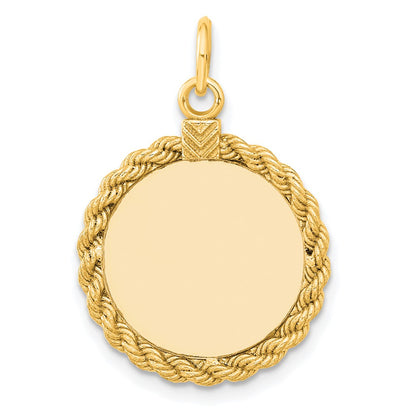 Ss/Gold Plated Sterling Silver Gp Engraveable Round With Rope Polished Disc