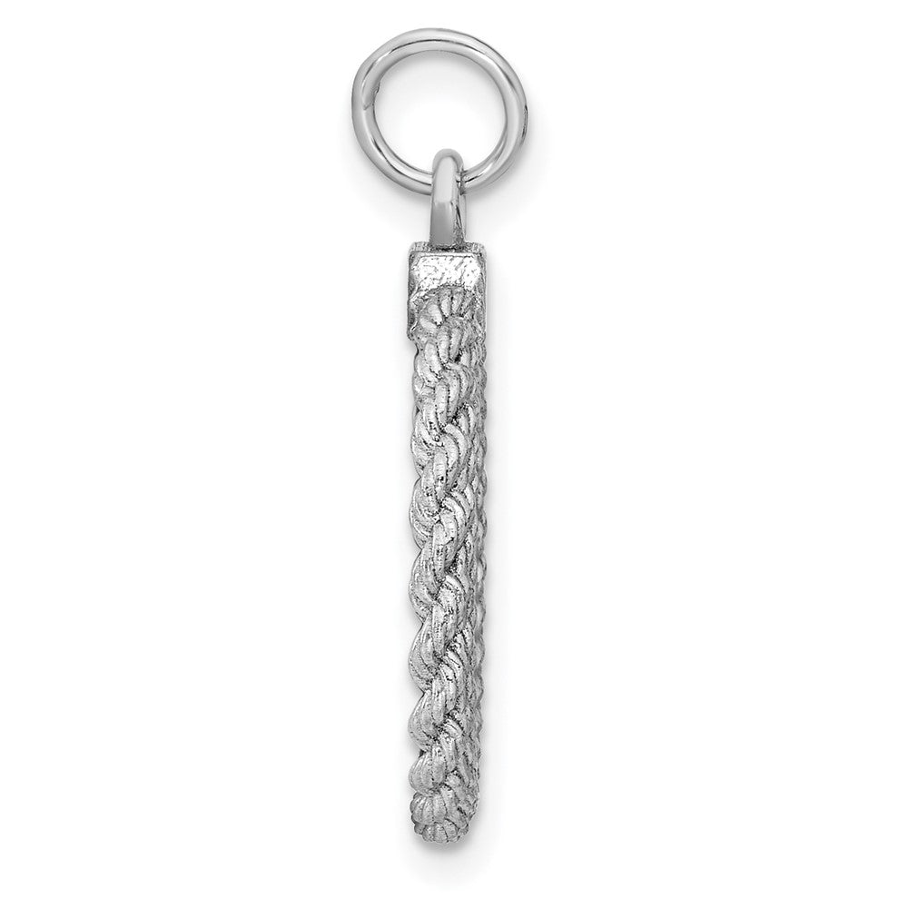 Sterling Silver Rhod-Plated Eng. Rnd W/Rope Polish Front/Satin Back Disc