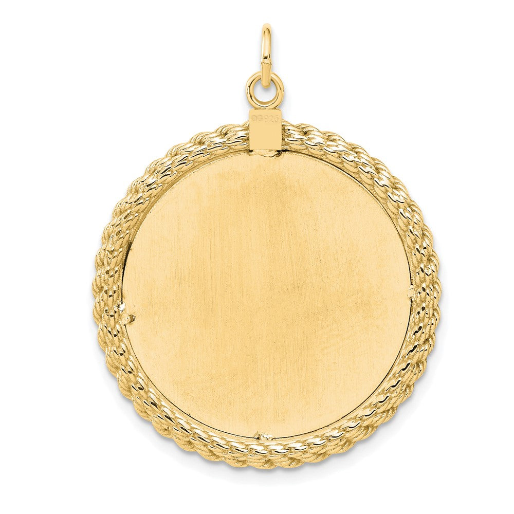 Ss/Gold Plated Sterling Silver Gp Engraveable Round With Rope Polished Disc