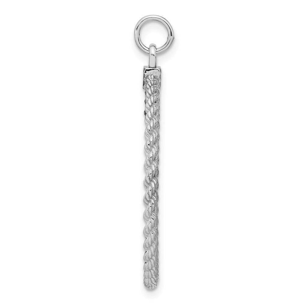 Sterling Silver Rhod-Plated Eng. Rnd W/Rope Polish Front/Satin Back Disc