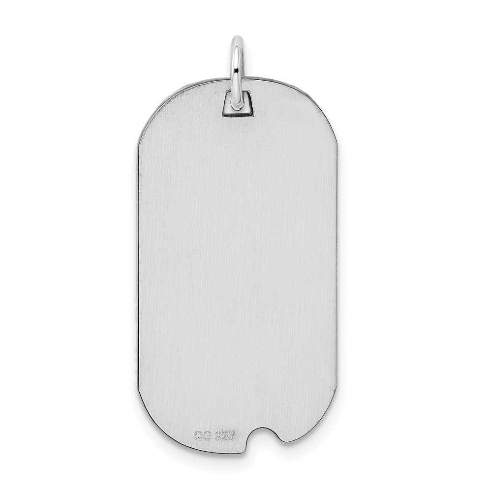 Sterling Silver Rhod-Plate Eng. Dog Tag Polish Front/Satin Back Disc Charm
