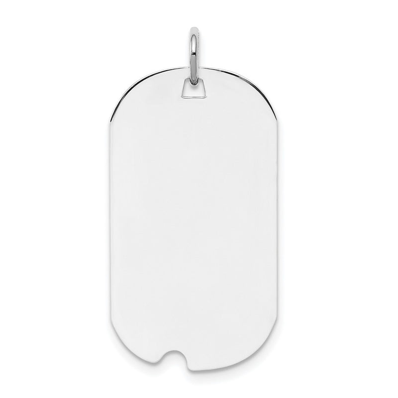 Sterling Silver Rhod-Plate Eng. Dog Tag Polish Front/Satin Back Disc Charm