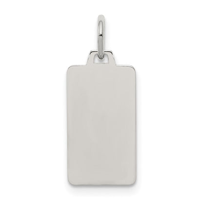 Sterling Silver Rhod-Plate Eng. Rect. Polish Front/Satin Back Disc Charm