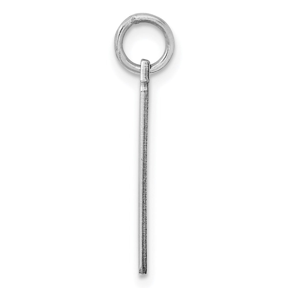 Sterling Silver Rhod-Plate Eng. Rect. Polish Front & Back Disc Charm