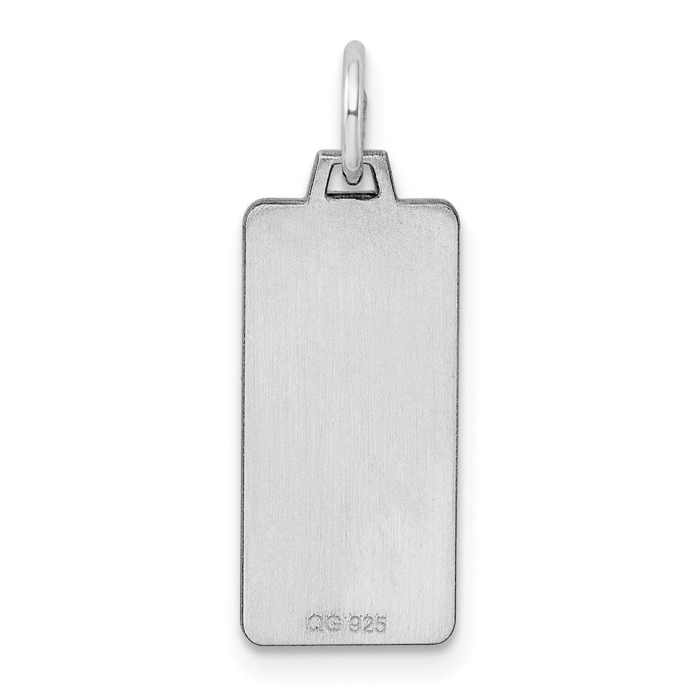 Sterling Silver Rhod-Plate Eng. Rect. Polish Front & Back Disc Charm