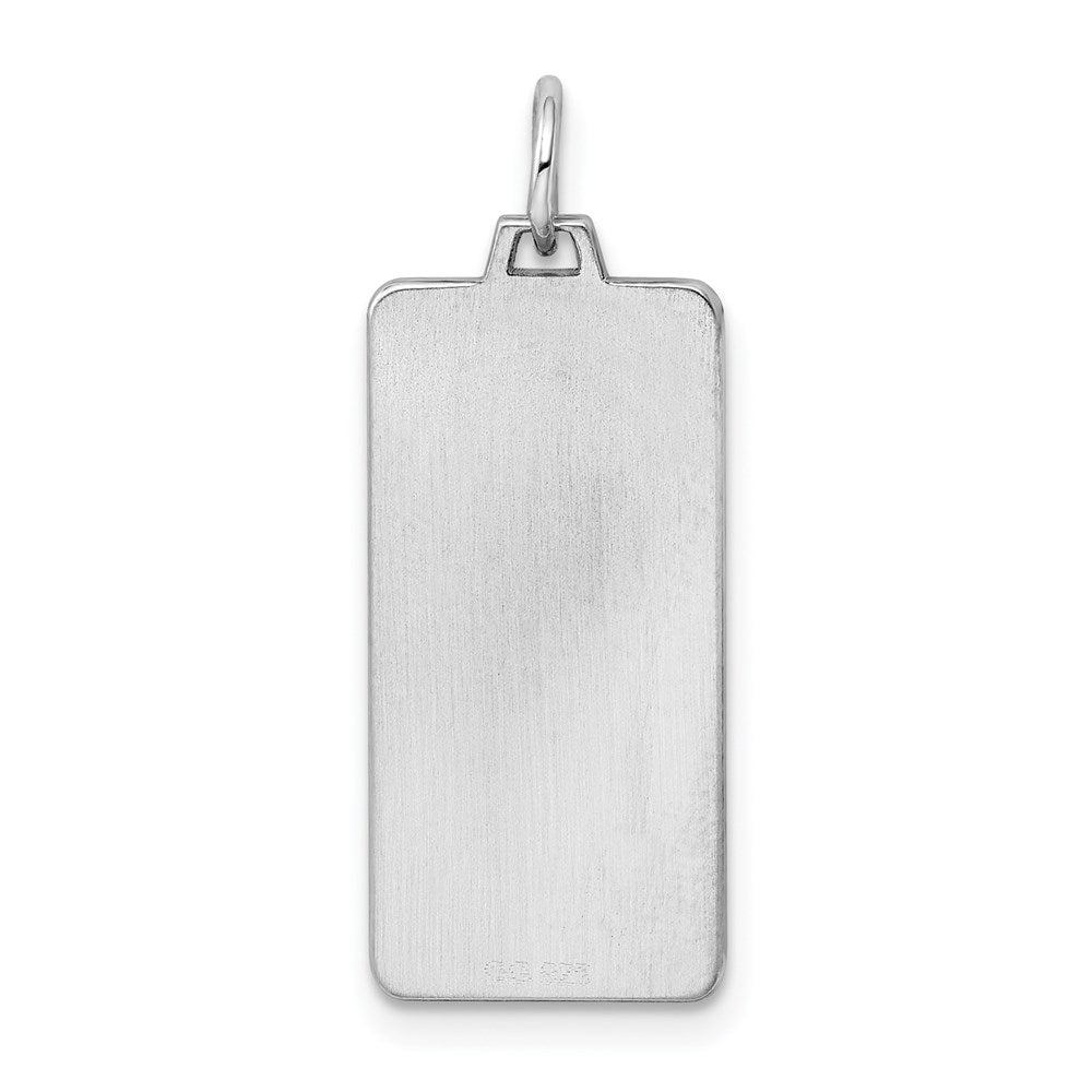 Sterling Silver Rhod-Plate Eng. Rect. Polish Front/Satin Back Disc Charm