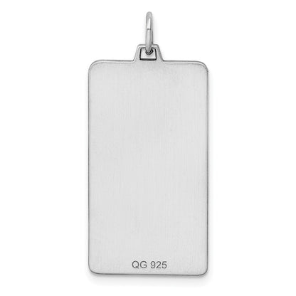 Sterling Silver Rhod-Plate Eng. Rect. Polish Front/Satin Back Disc Charm