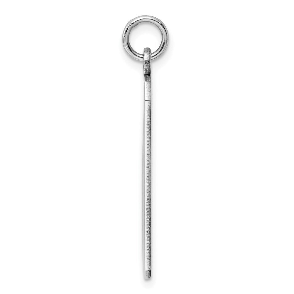 Sterling Silver Rhod-Plate Eng. Rect. Polish Front/Satin Back Disc Charm