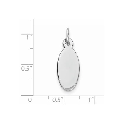 Sterling Silver Rhod-Plate Eng. Oval Polish Front/Satin Back Disc Charm